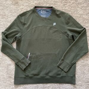 Four Laps x Peloton Green Sweatshirt Mens L Long Sleeve Kangaroo Pocket Crew